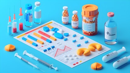 Informative 3D Rendered Infographic Poster Depicting Diabetes and Insulin Therapy