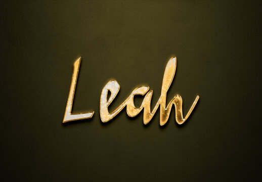 Old gold text effect of name Leah with 3D glossy style Mockup. 