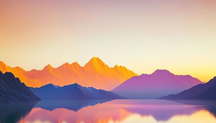 Obraz premium photo of landscape nature iceberg and mountain with orange sunset light, generative AI