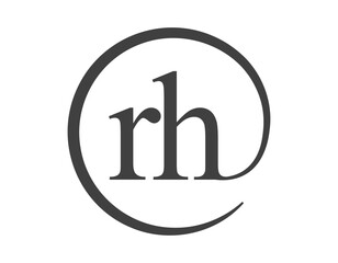 RH logo from two letter with circle shape email sign style. R and H round logotype of business company