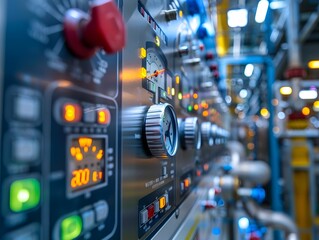 Sophisticated Control Panel in Energy Facility Displaying Critical Data and Metrics