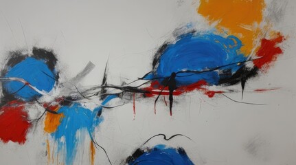 abstract expressionist painting with white background