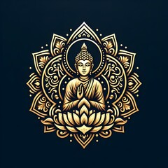 AI Generate of Luxury Premium Symbol Vector of Vesak Day with Buddha Statue, Buddha, Lantern, Candle Light, Lotus