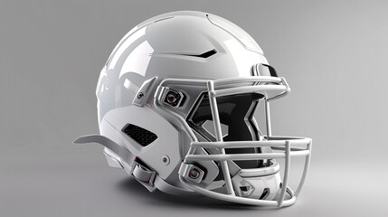Fototapeta premium 3D rendering of a white american football helmet isolated on gray background