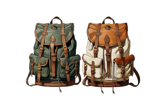 Big size Backpacks on white background.