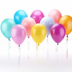 Colorful balloons isolated on white background for birthday, party, holiday, or event decor
