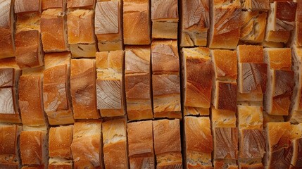 Fototapeta premium Bakery Basics: Top-down view of sliced bread, ideal for culinary designs.
