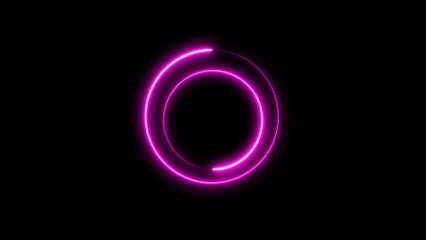 Pink light moving for overlay element. Abstract beautiful colorful neon circle frame loading icon on black background.  3D illustration rendering. neon circle frame loading icon background.