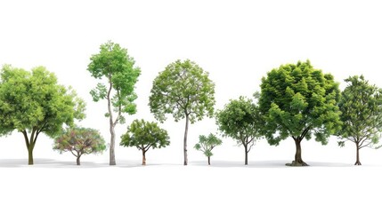 Obraz premium Botanical Diversity: Assorted trees isolated, showcasing nature's variety.