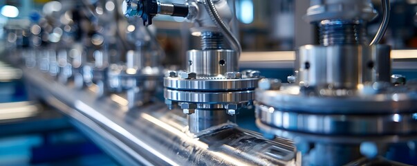 Intricate Network of Stainless Steel Pipes and Valves in Pharmaceutical Manufacturing Facility