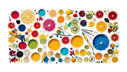 farben konzept als ader banner buntes paint splash colourful background cmyk art concept renewal bucket can liquid smudge ink blue red yellow green different trickle renovate painter creativity