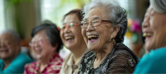 Obraz premium Happy meeting with elderly people