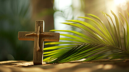 palm sunday background christianity celebration, Christian Palm Sunday with palm branches and...