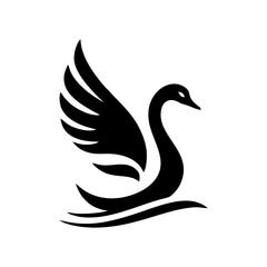 Fototapeta premium Black swan animal logo design, vector illustration of a graceful swan