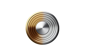 Round Metal Button isolated on transparent background.