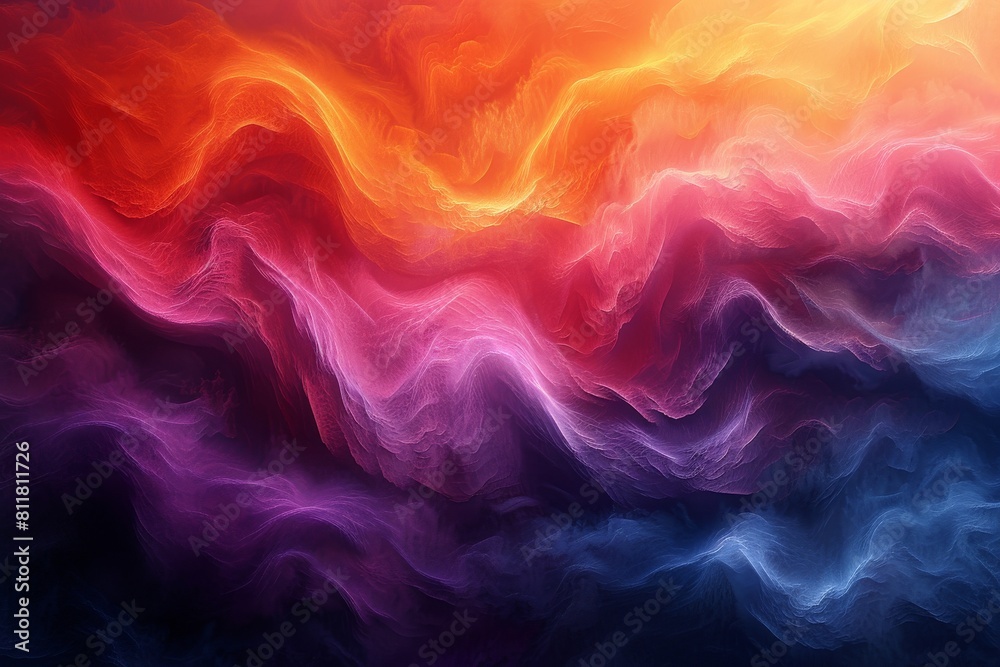Wall mural this image presents an abstract vibrant wave pattern resembling the flow of lava with hues of red an