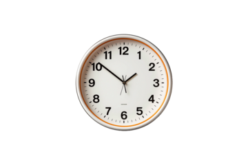 Round Wall Clock isolated on transparent background.