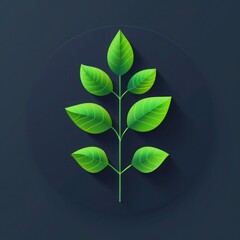 Plant for Life Symbol: Minimalistic Climate Incentive Icon with Green Circular Border, Dark Background
