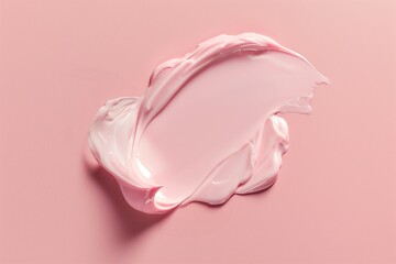 A pink blob of makeup is on a pink background