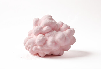 A large, fluffy pink cloud-like object against a dark background