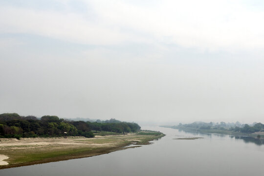 Agra, India: Yamuna river behind Taj Mahal. The city is a world heritage site.