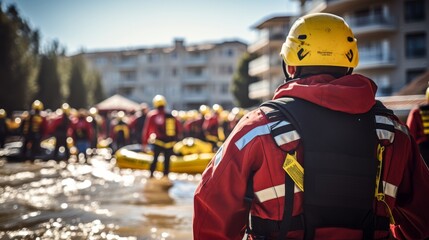 Emergency Situation Concept: Rescuers and lifeguards are emergency responders saving lives in crisis situations