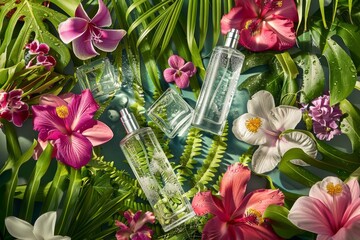 Create a luxurious grooming experience with a backdrop of glamour, using a cosmetic product that leaves a perfume scent trail enriched with essential oils