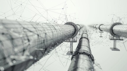 wireframe design of pipelines mixed with photo