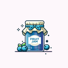 Jar of blue berry jam and blue berry