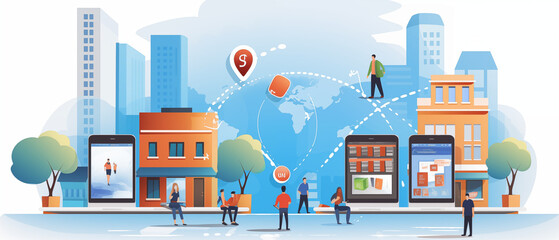 Naklejka premium Global Connectivity and Smart City Digital Illustration