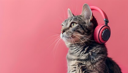 Cat wearing DJ headphones