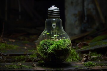 a plant inside a light bulb