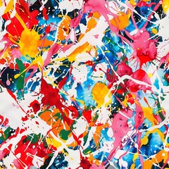 Vibrant Abstract Splatter Painting with Colorful Paint Drops