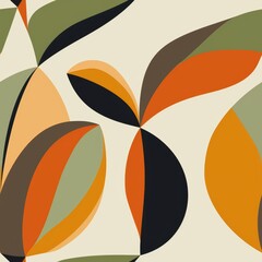 Abstract Autumn Leaves Pattern in Warm Earth Tones