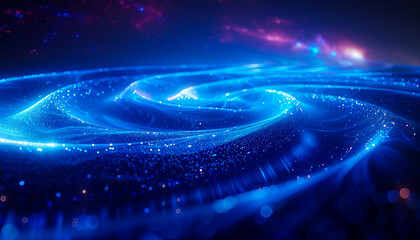 A blue swirling galaxy background.