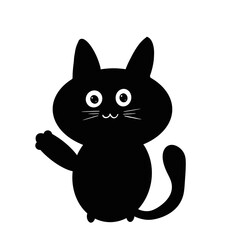 cartoon hand drawing black cats