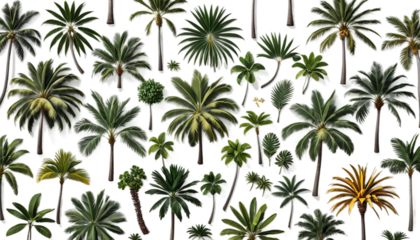different white palm types background trees palma illustration engraving banana coconut date mangrove art crown design detail figure green hawaii island isolated leaf light nature object ocean