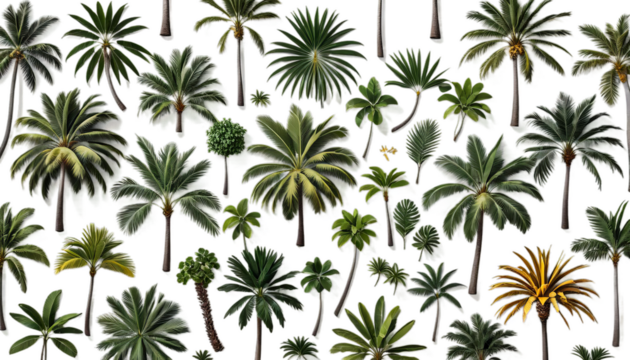 different white palm types background trees palma illustration engraving banana coconut date mangrove art crown design detail figure green hawaii island isolated leaf light nature object ocean