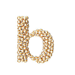 Obraz premium Symbol made of golden volleyballs. letter b
