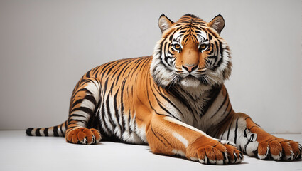 A tiger is lying on the ground