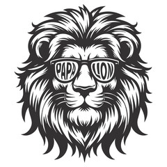 Fototapeta premium lion wearing sunglasses, papa lion cow concept for Father's Day.