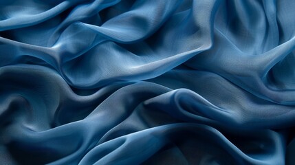 layers of folded silk drapery on a blue abstract background