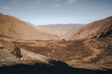 Toubkal National Park in Morocco is a landscape with rugged terrain. 
