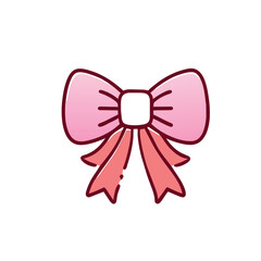 Pink ribbon bow decorative icon