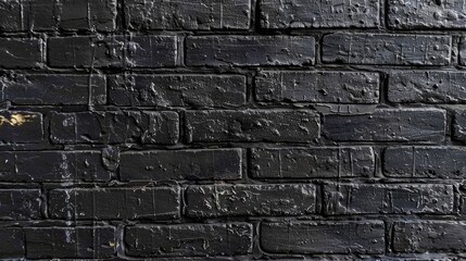 Texture of a black painted brick wall as a background