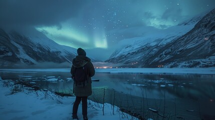 Watching the Northern Lights dance across the sky in Tromso Norway where the vibrant colors...
