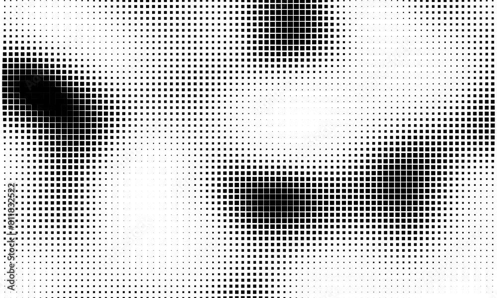 Aufkleber Monochrome gradient halftone dots background. Overlay png illustration. Abstract grunge dots on transparent background