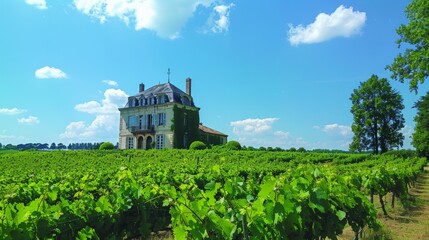 Visiting the lush vineyards of Bordeaux France during a summer wine tour tasting new releases and enjoying the scenic countryside.Basils