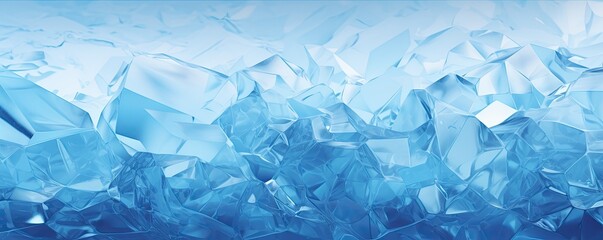 Cool Elegance: Crystalline Blue Geometric Ice Texture Background Banner