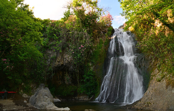 Nebiler Waterfall and Aglayan Cave, located in Dikili, Izmir, Turkey, is a tourist destination with a walking track and picnic area.